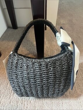 a new day Black Woven Shoulder Bag with Scarf Accent